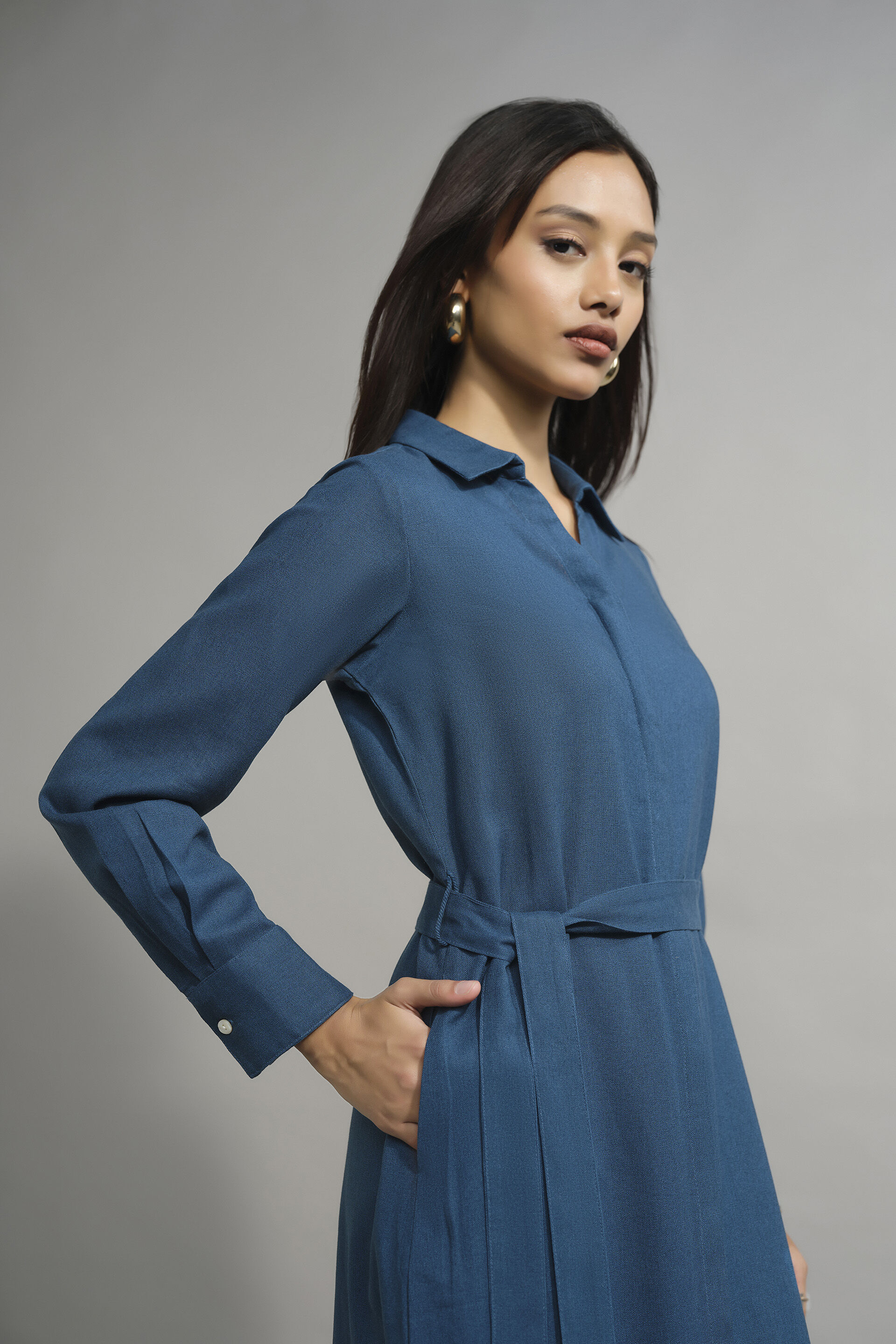 Desk To Dusk Shirt Dress, Teal, image 3